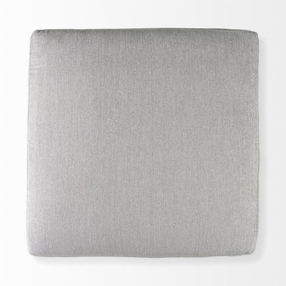 39" Light Gray Polyester And Brown Cocktail Ottoman - FurniFindUSA