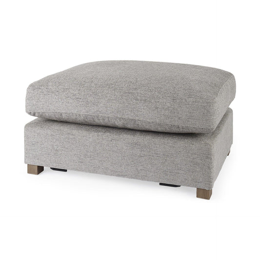 26" Gray Polyester And Brown Cocktail Ottoman - FurniFindUSA