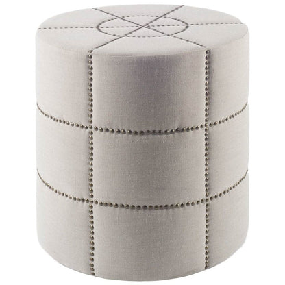 20" Cream Fabric Tufted Round Footstool HomeRoots