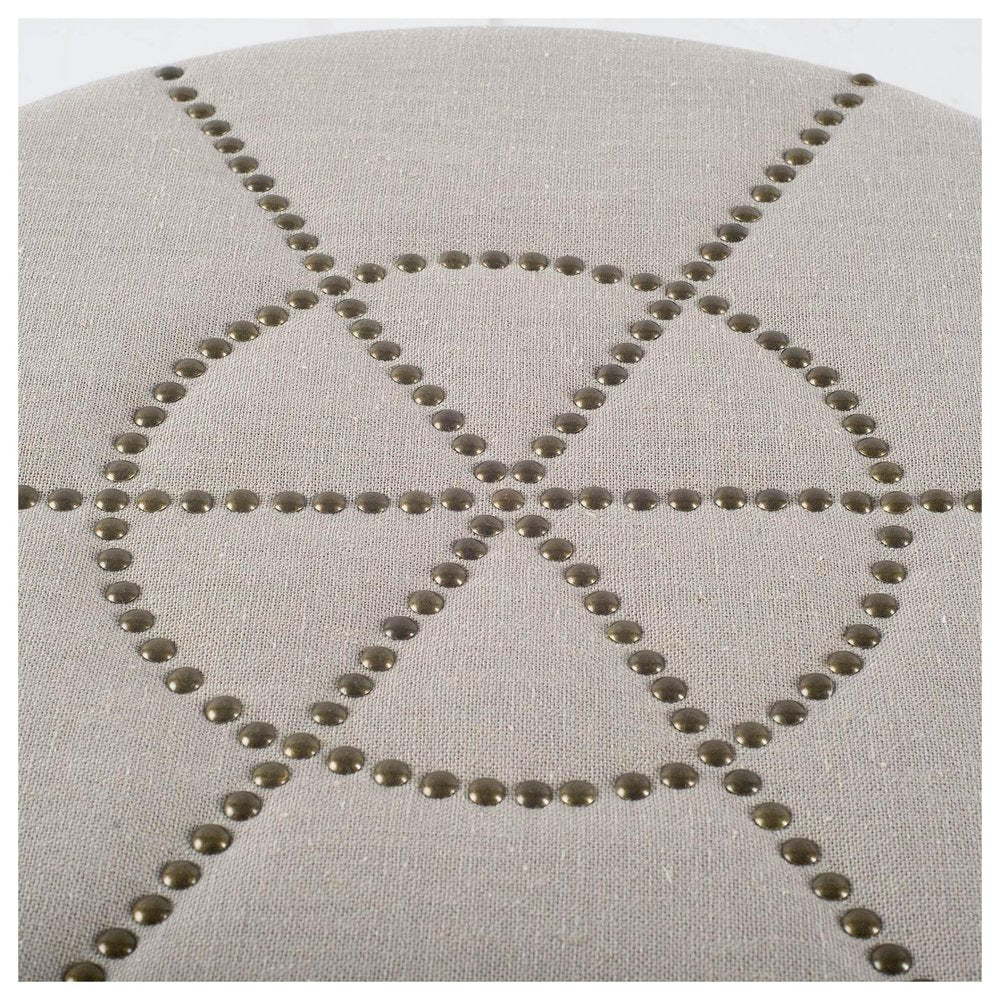20" Cream Fabric Tufted Round Footstool HomeRoots