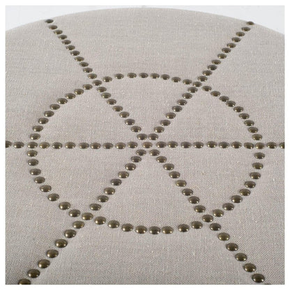 20" Cream Fabric Tufted Round Footstool HomeRoots