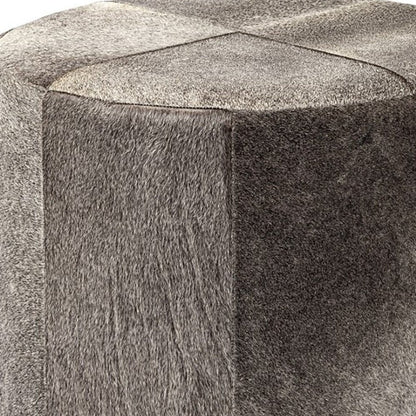 20" Gray Wool And Brown Footstool Ottoman HomeRoots