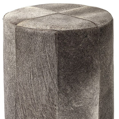 20" Gray Wool And Brown Footstool Ottoman HomeRoots