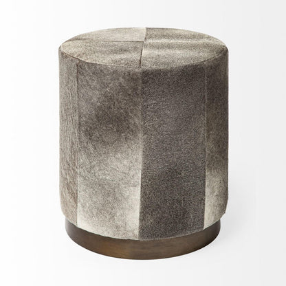 20" Gray Wool And Brown Footstool Ottoman HomeRoots