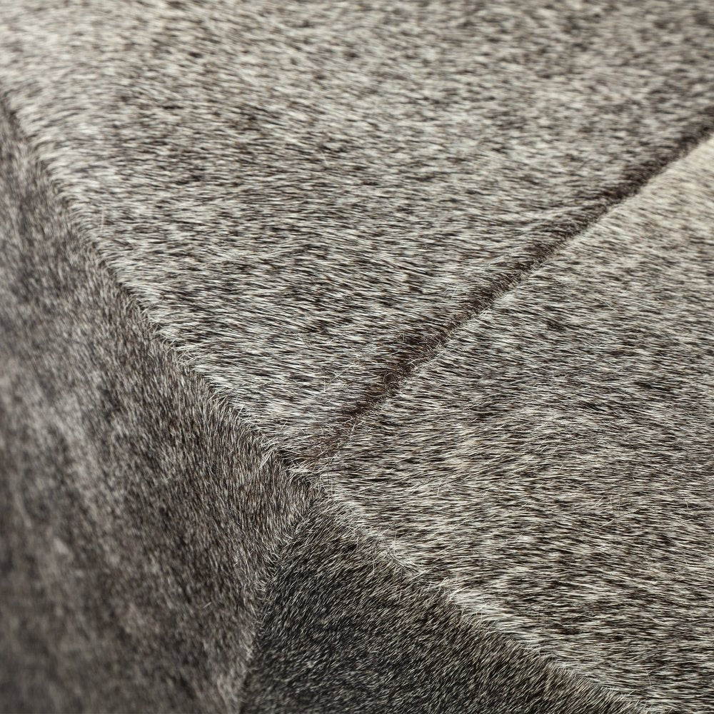 20" Gray Wool And Brown Footstool Ottoman HomeRoots