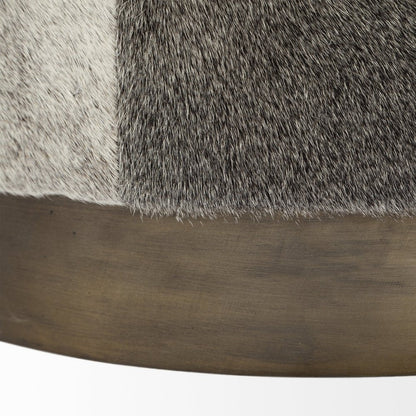 20" Gray Wool And Brown Footstool Ottoman HomeRoots