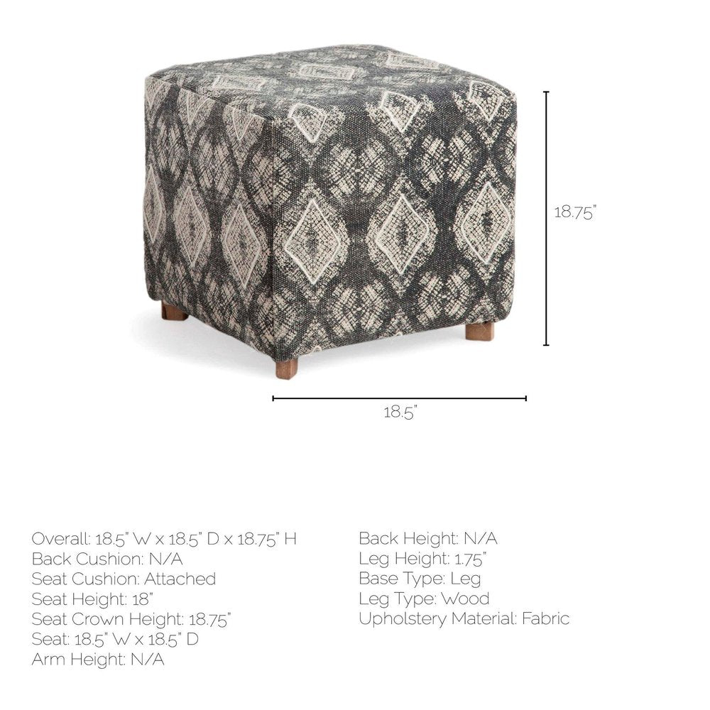 19" Gray Cotton and Brown Cube Ottoman HomeRoots