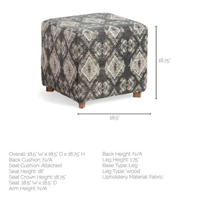 19" Gray Cotton and Brown Cube Ottoman HomeRoots