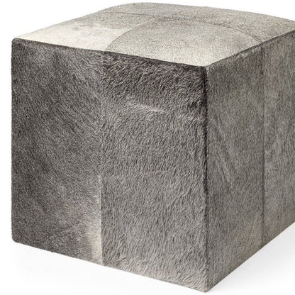 20" Gray Fabric and Wool Cube Ottoman HomeRoots