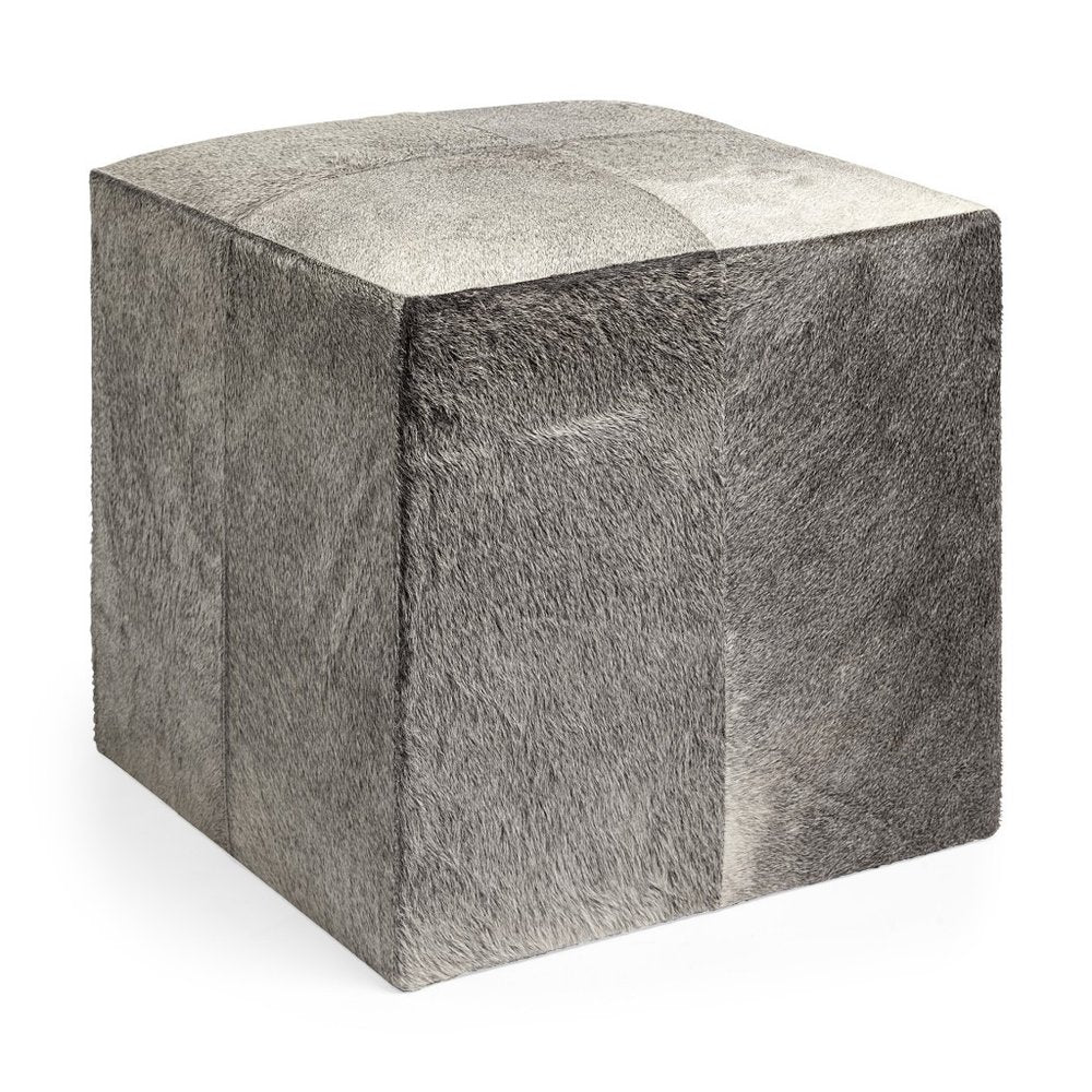 20" Gray Fabric and Wool Cube Ottoman — view 10