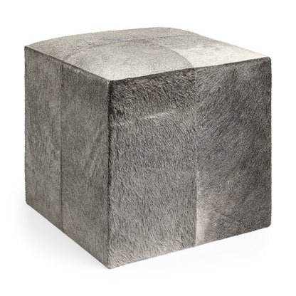20" Gray Fabric and Wool Cube Ottoman HomeRoots