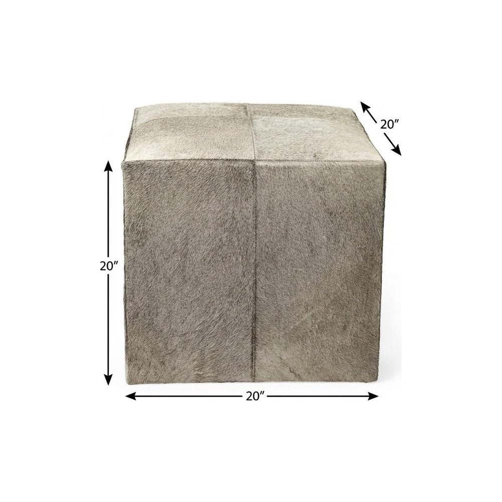 20" Gray Fabric and Wool Cube Ottoman — view 11