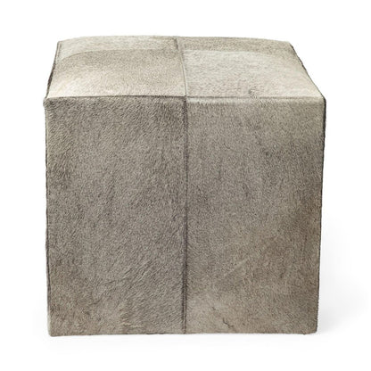 20" Gray Fabric and Wool Cube Ottoman HomeRoots