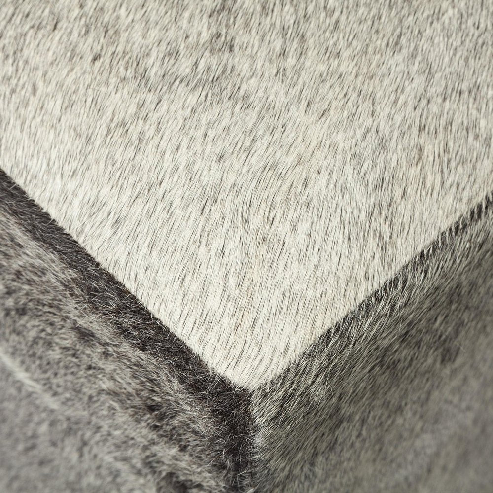 20" Gray Fabric and Wool Cube Ottoman — view 5