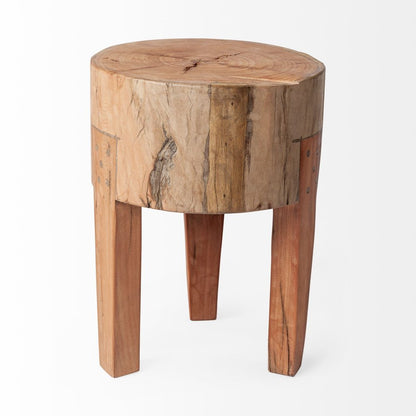 18" Dark Brown And Brown Distressed Reclaimed Wood Round End Table HomeRoots