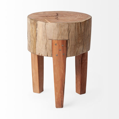 18" Dark Brown And Brown Distressed Reclaimed Wood Round End Table HomeRoots