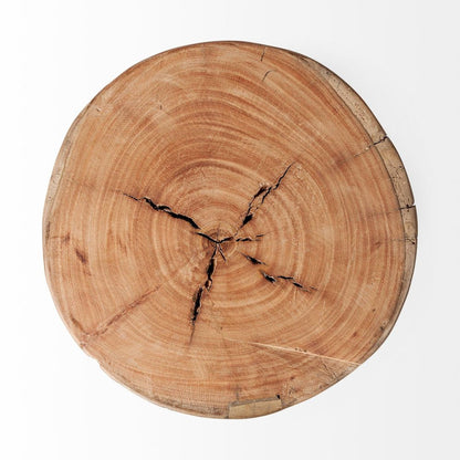 18" Dark Brown And Brown Distressed Reclaimed Wood Round End Table HomeRoots