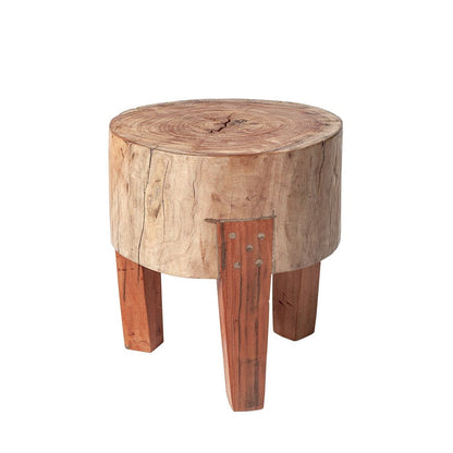 15" Dark Brown And Brown Distressed Reclaimed Wood Round End Table HomeRoots