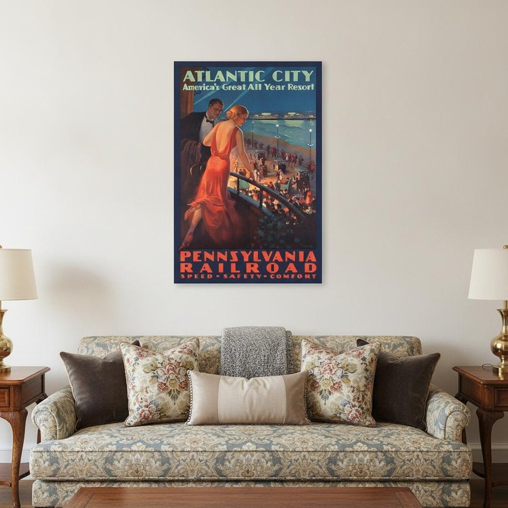 Vintage 1935 Atlantic City Travel Unframed Print Wall Art HomeRoots