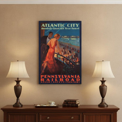 Vintage 1935 Atlantic City Travel Unframed Print Wall Art HomeRoots