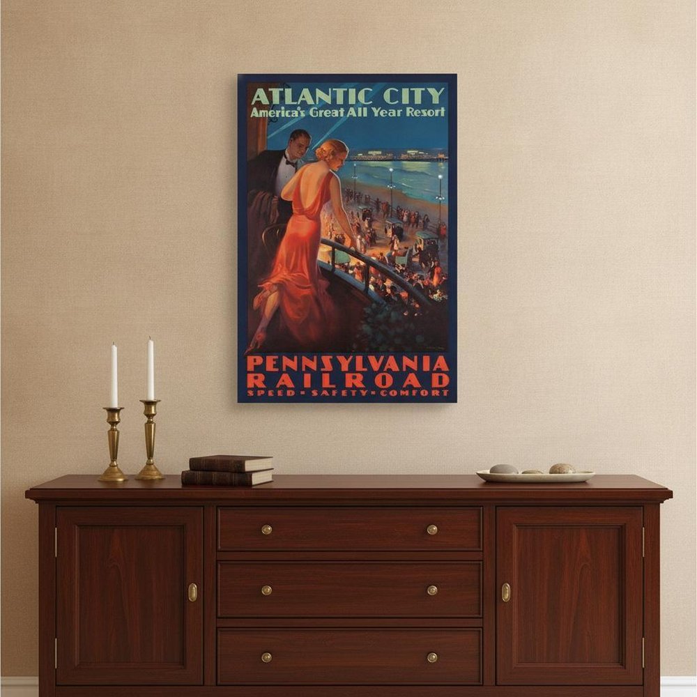 Vintage 1935 Atlantic City Travel Unframed Print Wall Art HomeRoots