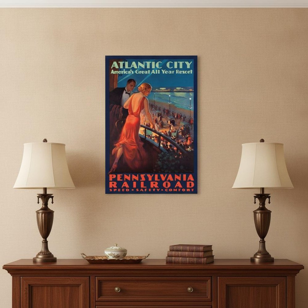 Vintage 1935 Atlantic City Travel Unframed Print Wall Art HomeRoots
