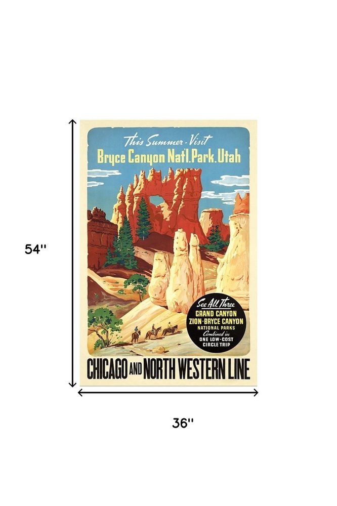 36" X 54" Vintage 1950S Bryce Canyon National Park Wall Art HomeRoots