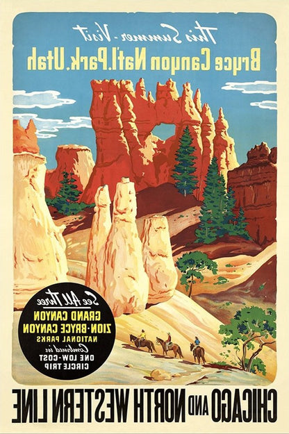 36" X 54" Vintage 1950S Bryce Canyon National Park Wall Art HomeRoots