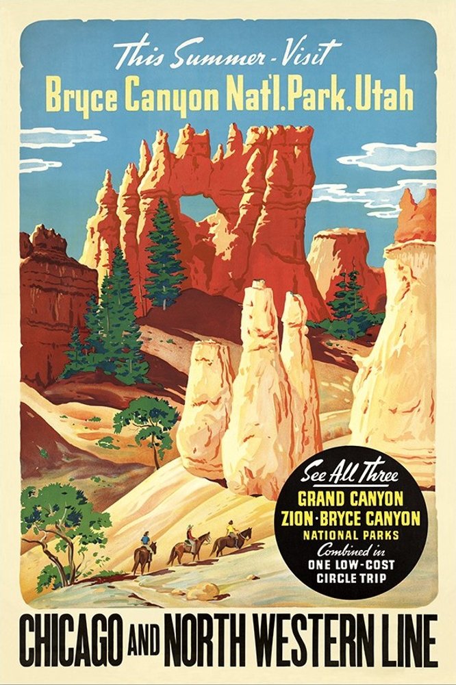 36" X 54" Vintage 1950S Bryce Canyon National Park Wall Art — view 7