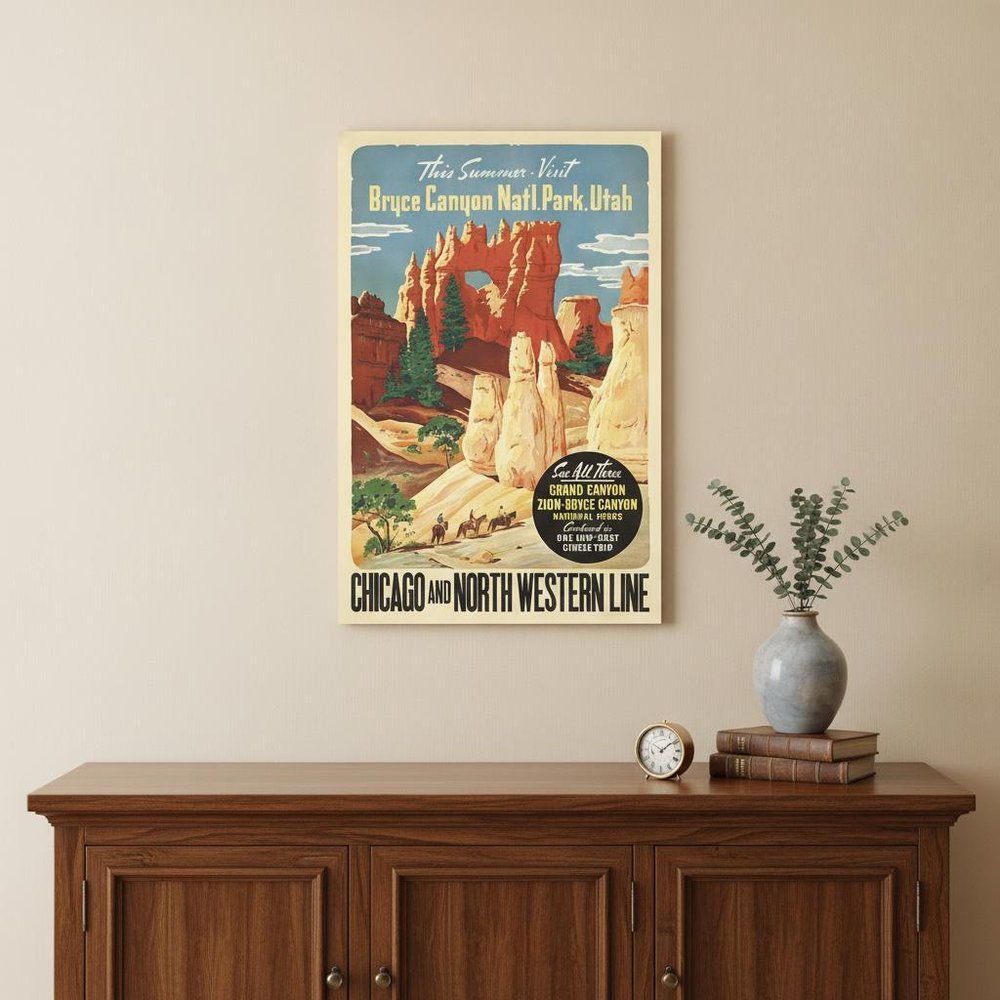 36" X 54" Vintage 1950S Bryce Canyon National Park Wall Art HomeRoots