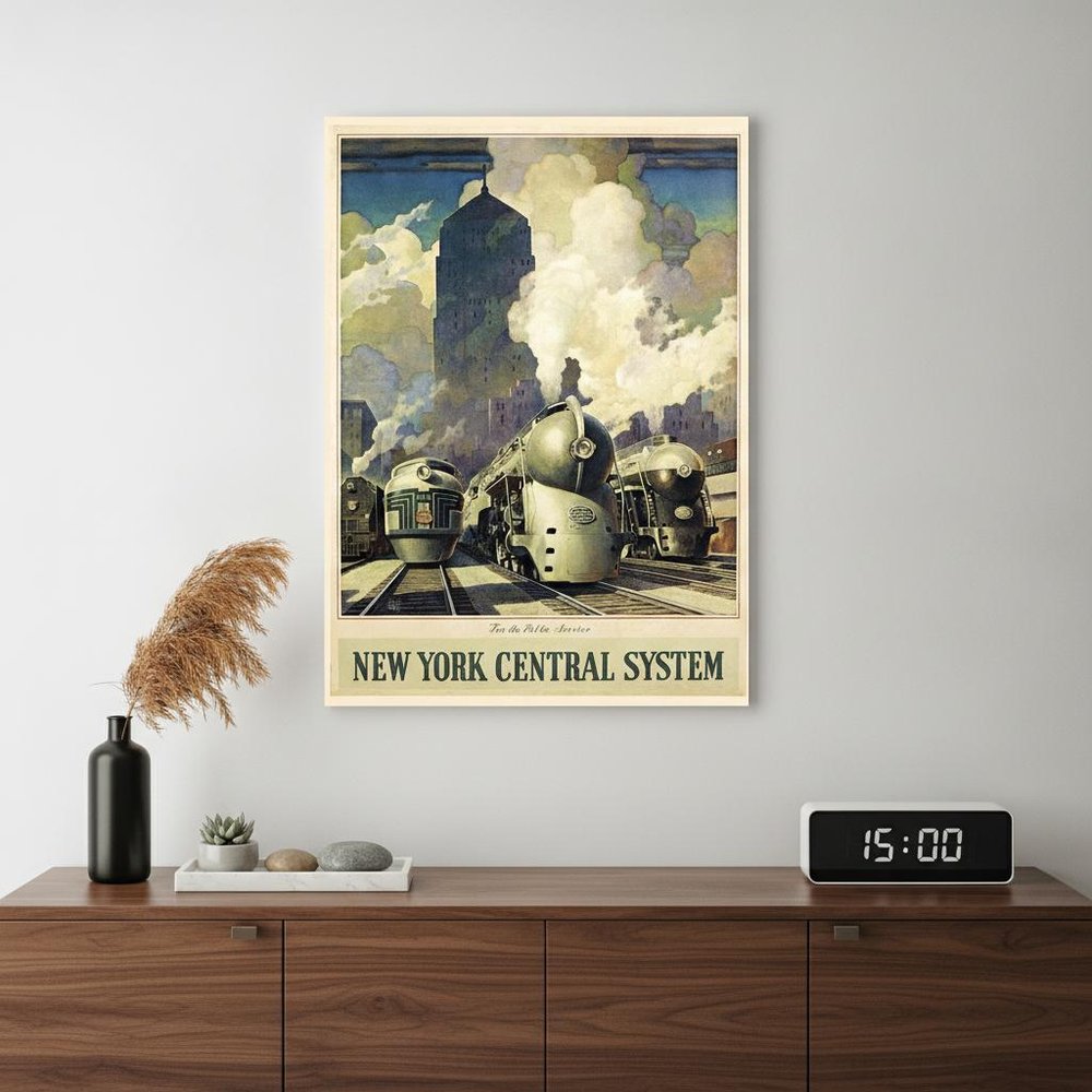 New York Railroad Vintage Travel Unframed Print Wall Art — view 1