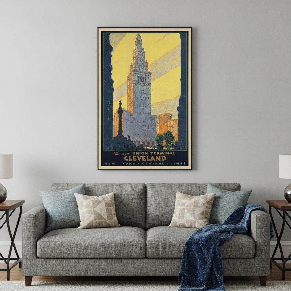 Cleveland Union Terminal Vintage Travel Unframed Print Wall Art — view 1