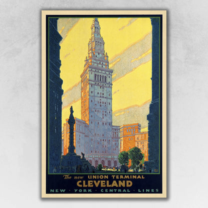 Cleveland Union Terminal Vintage Travel Unframed Print Wall Art