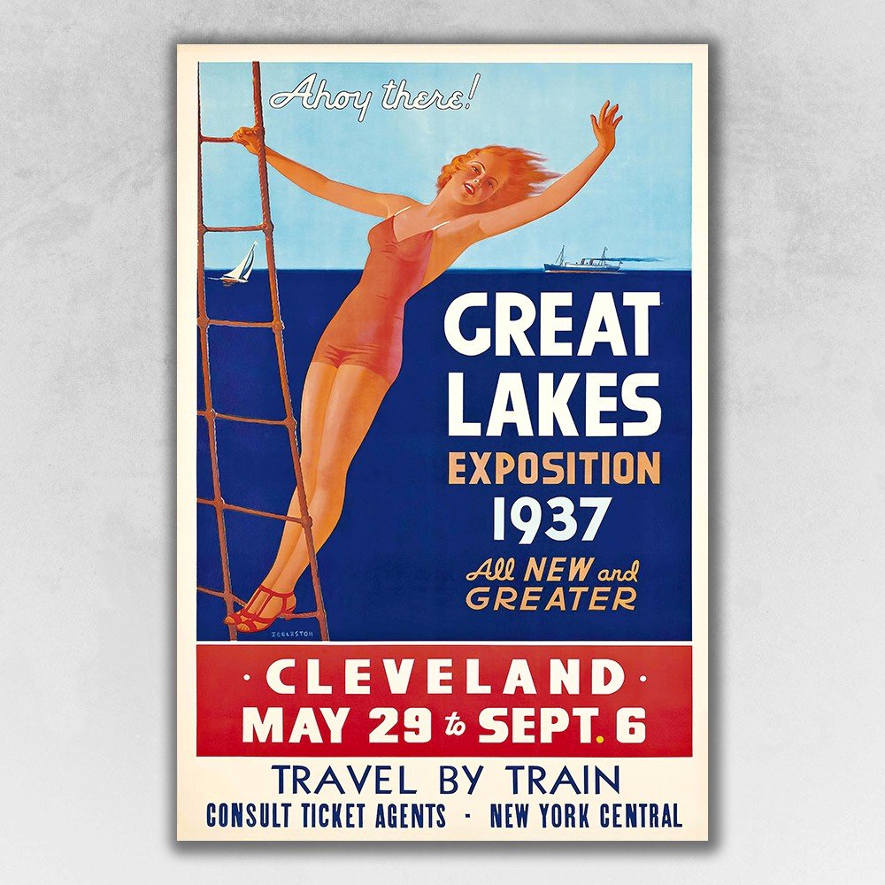 24" X 36" Great Lakes 1937 Vintage Travel Poster Wall Art HomeRoots