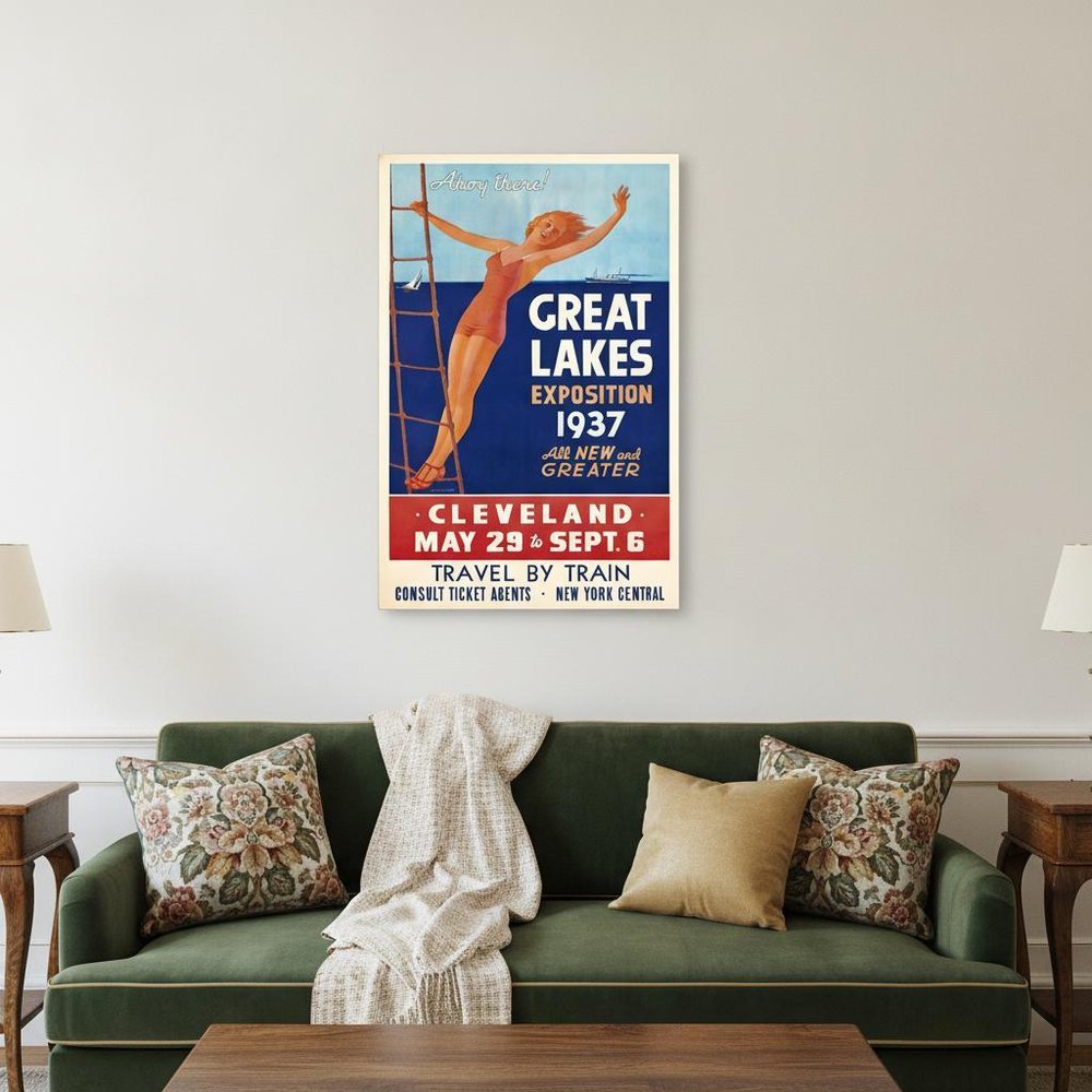 24" X 36" Great Lakes 1937 Vintage Travel Poster Wall Art HomeRoots