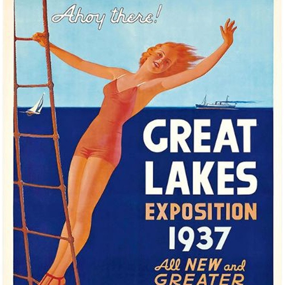 24" X 36" Great Lakes 1937 Vintage Travel Poster Wall Art — view 9