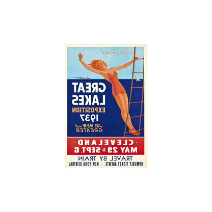 24" X 36" Great Lakes 1937 Vintage Travel Poster Wall Art HomeRoots