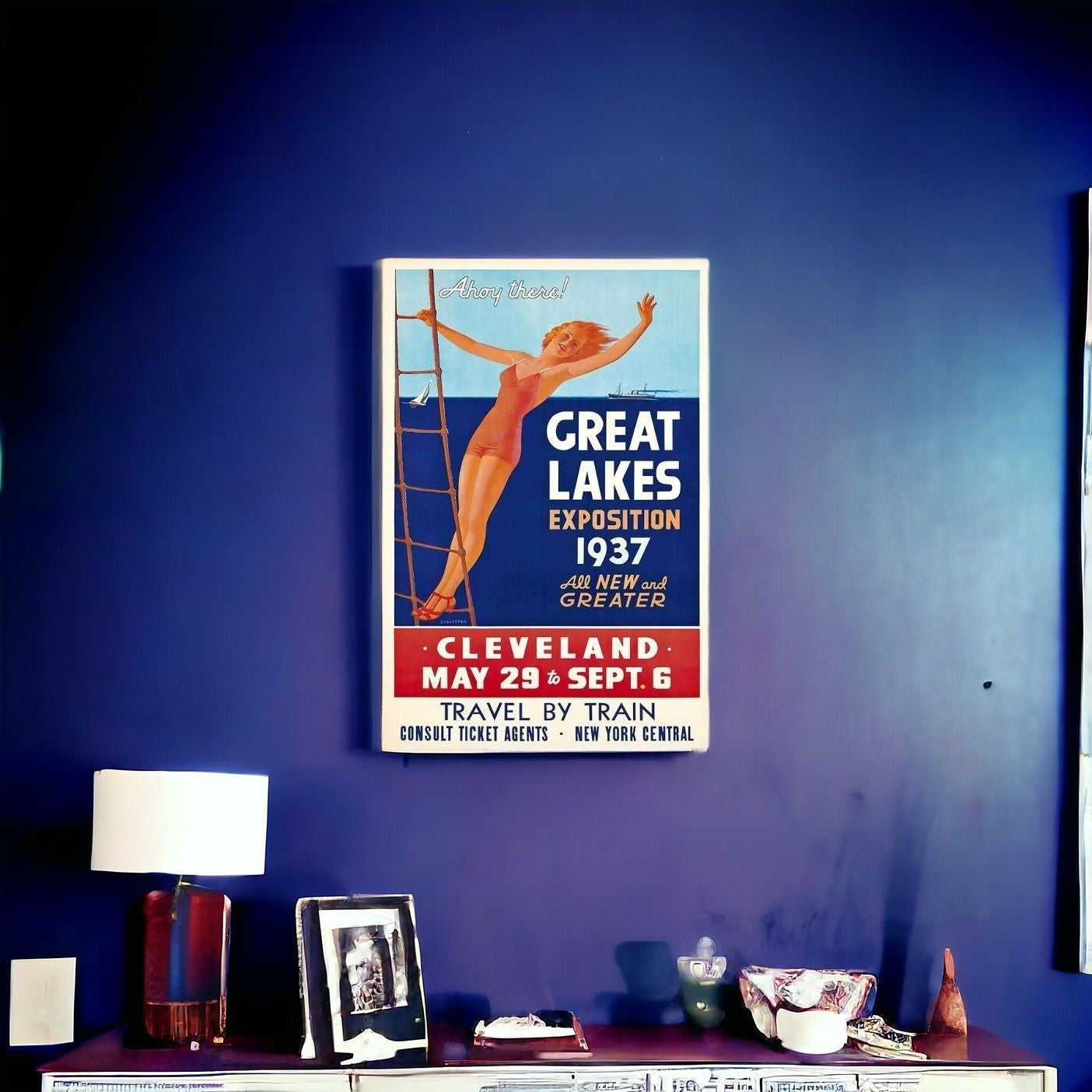 24" X 36" Great Lakes 1937 Vintage Travel Poster Wall Art