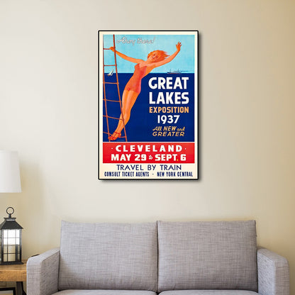 24" X 36" Great Lakes 1937 Vintage Travel Poster Wall Art