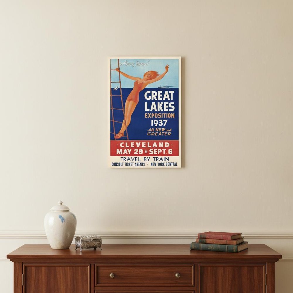 24" X 36" Great Lakes 1937 Vintage Travel Poster Wall Art HomeRoots