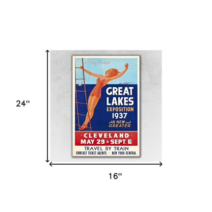 24" X 36" Great Lakes 1937 Vintage Travel Poster Wall Art HomeRoots