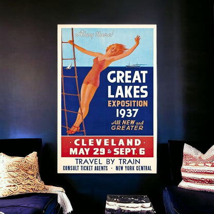 24" X 36" Great Lakes 1937 Vintage Travel Poster Wall Art