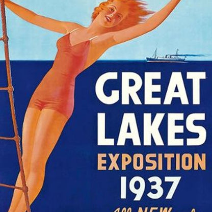 24" X 36" Great Lakes 1937 Vintage Travel Poster Wall Art HomeRoots
