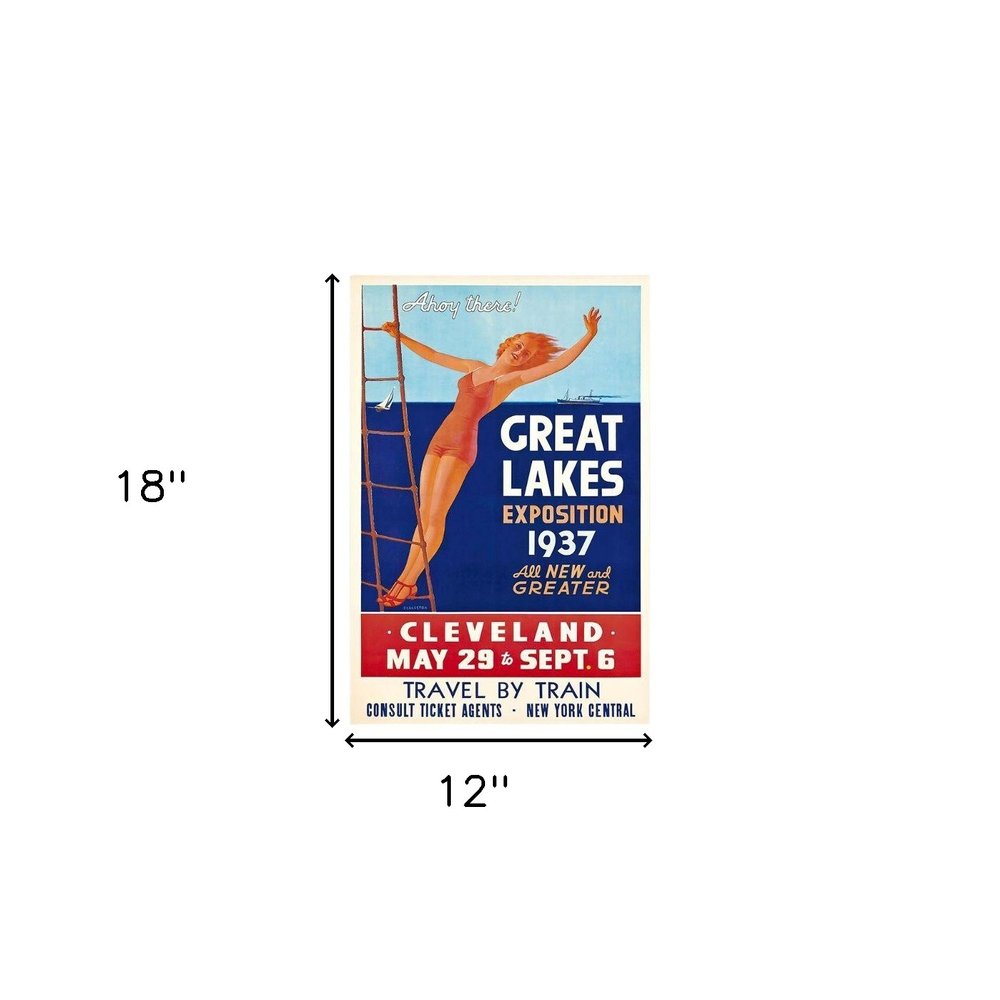 24" X 36" Great Lakes 1937 Vintage Travel Poster Wall Art HomeRoots