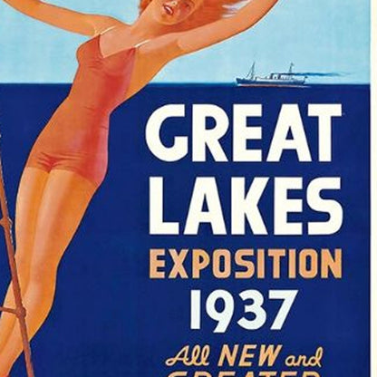 24" X 36" Great Lakes 1937 Vintage Travel Poster Wall Art HomeRoots