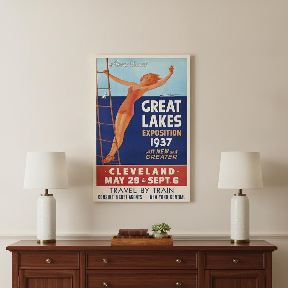 24" X 36" Great Lakes 1937 Vintage Travel Poster Wall Art HomeRoots