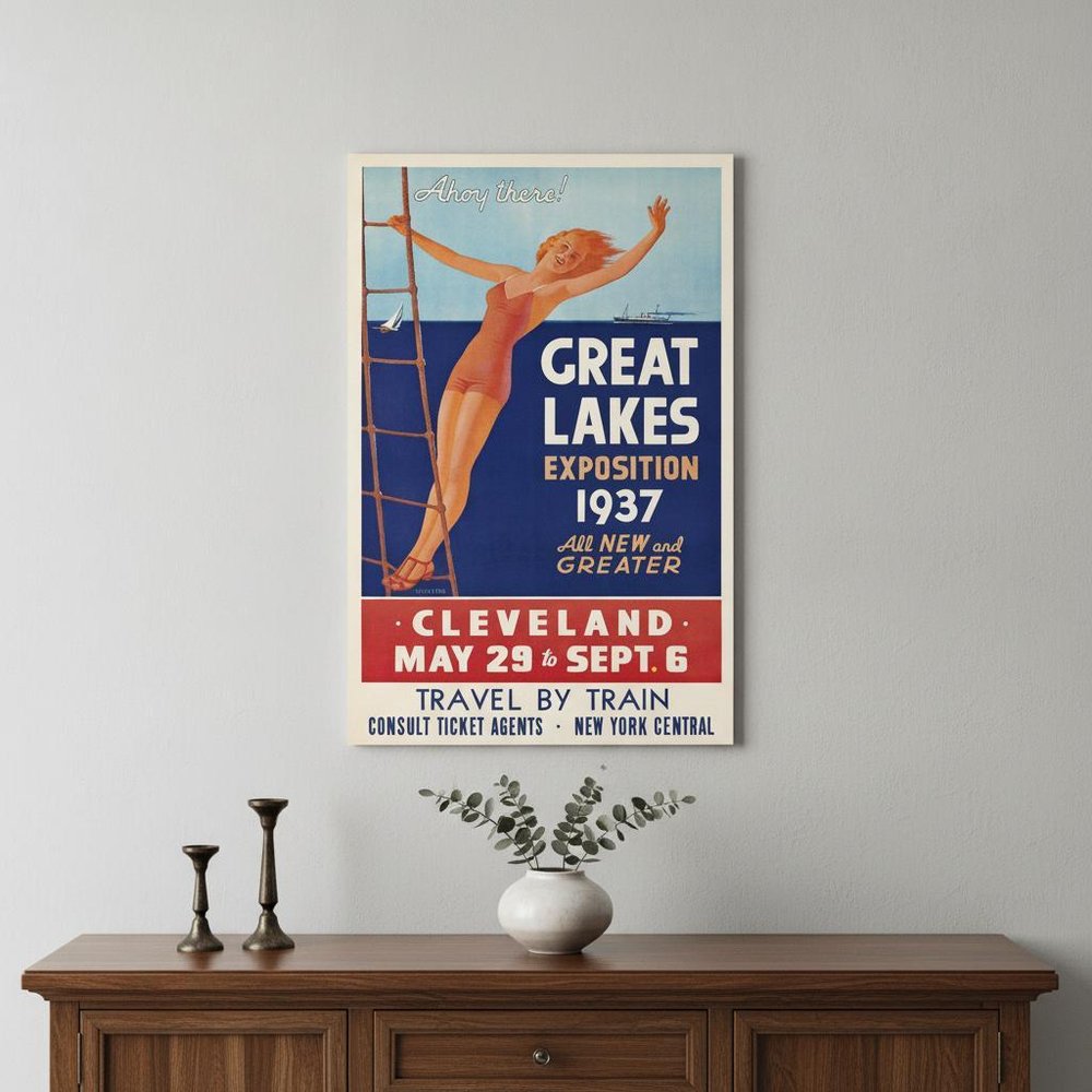 24" X 36" Great Lakes 1937 Vintage Travel Poster Wall Art HomeRoots