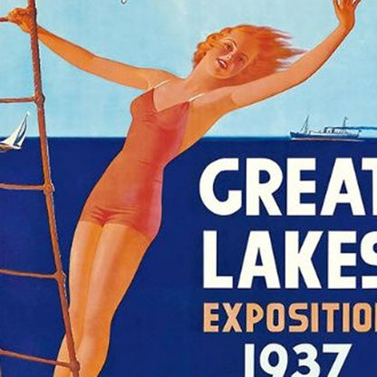 24" X 36" Great Lakes 1937 Vintage Travel Poster Wall Art HomeRoots