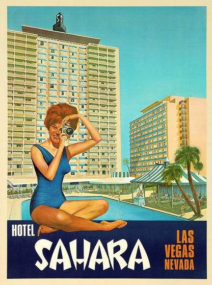 24" X 30" Hotel Sahara C1960S Las Vegas Vintage Travel Poster Wall Art HomeRoots