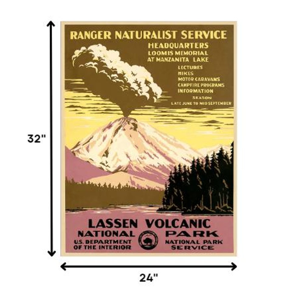24" X 32" Lassen Volcanic National Park Vintage Travel Poster Wall Art — view 3